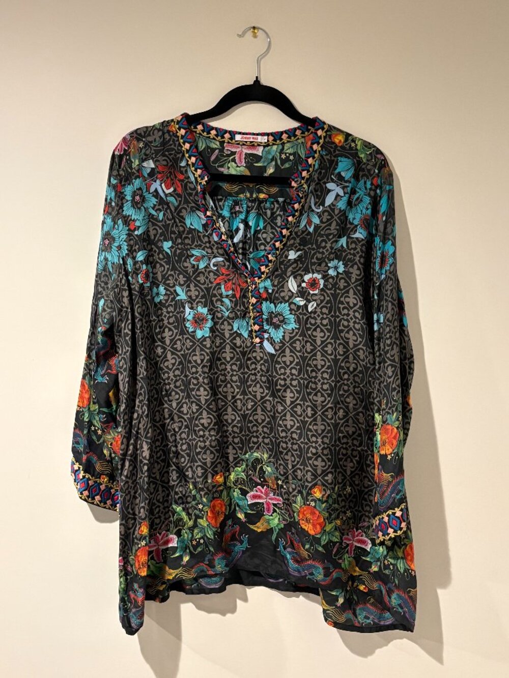 Johnny Was Kennedy Mixed Print Tunic Top